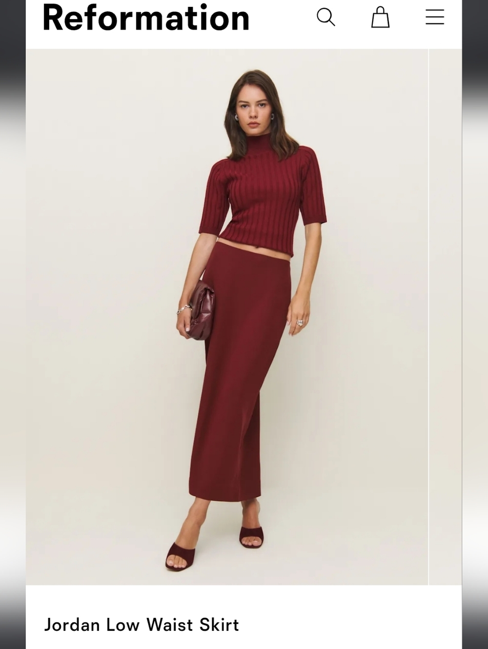 Reformation Jordan Low Waist Skirt Red - Size 4